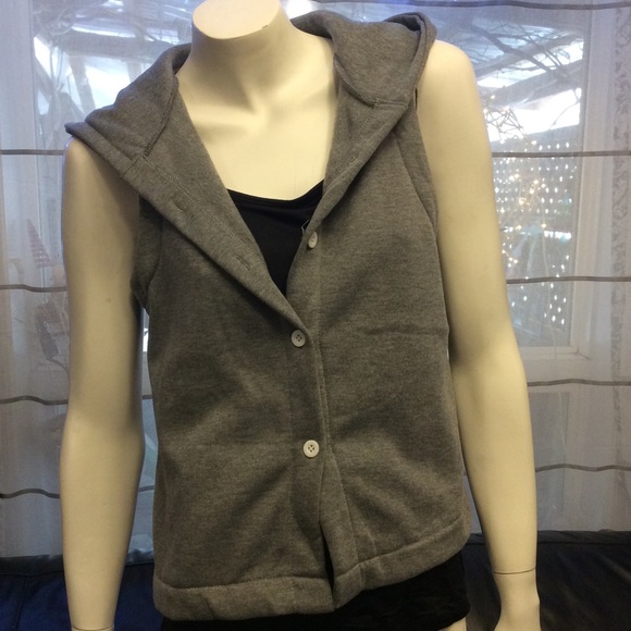 NWOT Zaful grey button down hooded vest - Picture 3 of 8